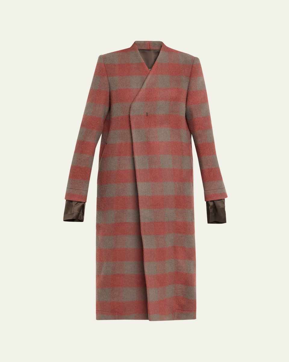 Plaid Double-Breasted Outercoat